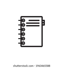 Outline note book icon illustration vector symbol.Notebook Icon in black line style icon, style isolated on white background.