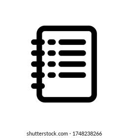 Outline note book icon. Vector illustration.