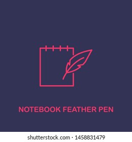 Outline notebook feather pen icon.notebook feather pen vector illustration. Symbol for web and mobile