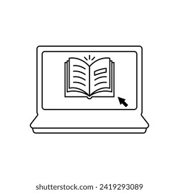 outline notebook like online learning icon. concept of elearning sign and magazine info app. flat minimal trend modern simple inform e-book logotype graphic art design isolated on white background