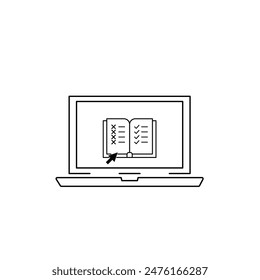 outline notebook like online learning icon. concept of elearning sign and magazine info app. flat minimal trend modern simple inform e-book logotype graphic