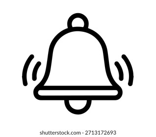 Contornar ícone de sino de notificação isolado no fundo branco. Elemento de design vetorial linear simples para web, interface de aplicativo, alertas e lembretes. Ilustração vetorial.