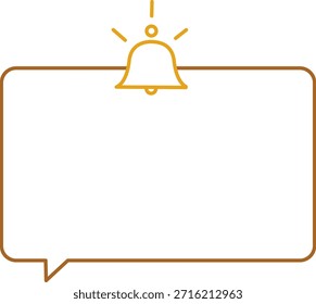 Outline notification box with ringing bell icon