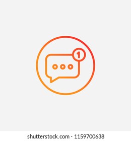 Outline notification  icon,gradient illustration,vector message sign symbol