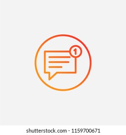Outline notification  icon,gradient illustration,vector message sign symbol