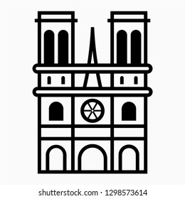 Outline Notre Dame de Paris vector icon