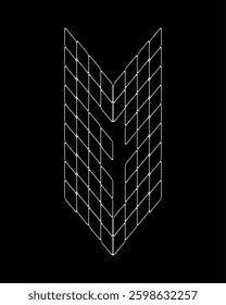 Outline number "7" real estate style. Spider web style monogram number design. Perfect for Corporate, T-shirts, Home, Architecture, Building and Construction. Also, suitable for sports cars, gamers.