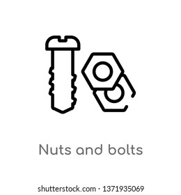 outline nuts and bolts vector icon. isolated black simple line element illustration from tools concept. editable vector stroke nuts and bolts icon on white background