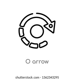 outline o arrow vector icon. isolated black simple line element illustration from user interface concept. editable vector stroke o arrow icon on white background