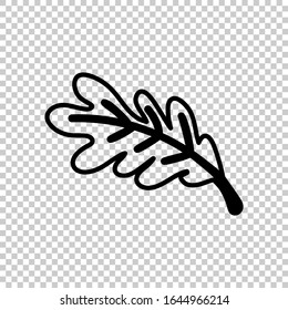 outline oak leaf icon flat vector on transparent background