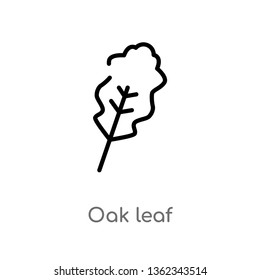 outline oak leaf vector icon. isolated black simple line element illustration from nature concept. editable vector stroke oak leaf icon on white background