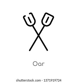 outline oar vector icon. isolated black simple line element illustration from camping concept. editable vector stroke oar icon on white background