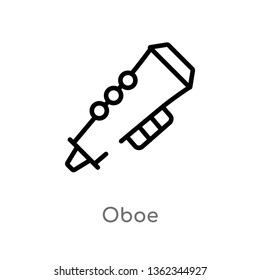 outline oboe vector icon. isolated black simple line element illustration from music concept. editable vector stroke oboe icon on white background