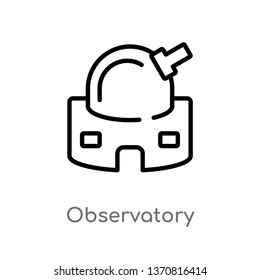 outline observatory vector icon. isolated black simple line element illustration from astronomy concept. editable vector stroke observatory icon on white background