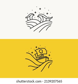 Vorlage für das Logo für Meereswellen-Umrisse