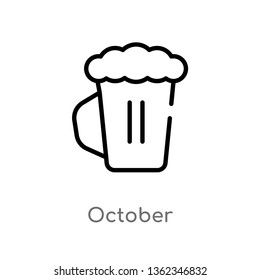 outline october vector icon. isolated black simple line element illustration from alcohol concept. editable vector stroke october icon on white background