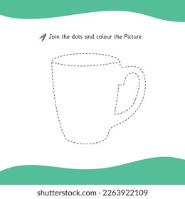 outline od cup of coffee, color the picture activity