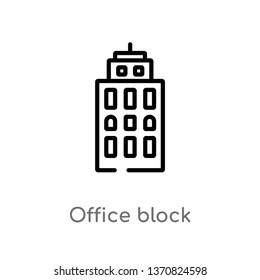 outline office block vector icon. isolated black simple line element illustration from buildings concept. editable vector stroke office block icon on white background