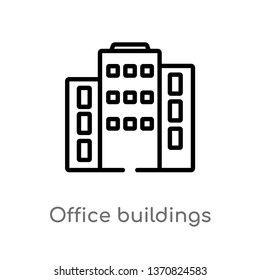 outline office buildings vector icon. isolated black simple line element illustration from buildings concept. editable vector stroke office buildings icon on white background