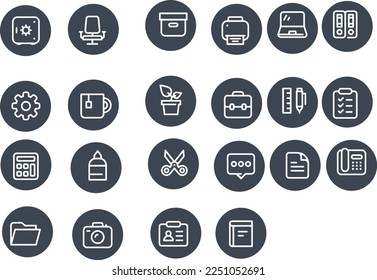 Outline Office Business Workplace Icons Editable Stroke