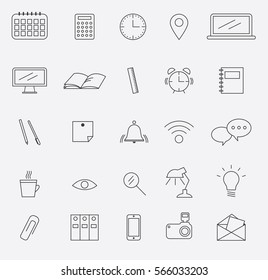 Outline office icons set. Design elements. Vector illustration