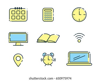 Outline office icons set. Design elements. Vector illustration