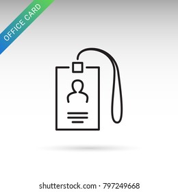 Outline office pass flat icon isolated on white background. Card pictogram. Line ID symbol for website design, mobile application, ui.