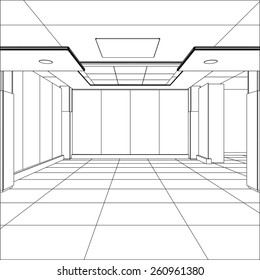 Outline Office Room. EPS 10 Vector Format.