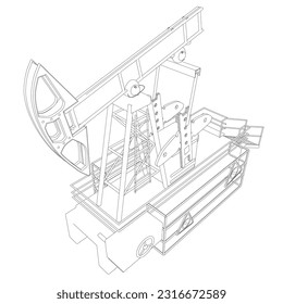 Outline Oil pump icon. Oil pump symbol. Vector illustration. Oil pumpjack icon in cartoon style isolated on white background. Oil industry symbol stock vector illustration..