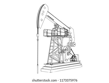 outline oil pumpjack vector