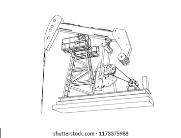outline oil pumpjack vector