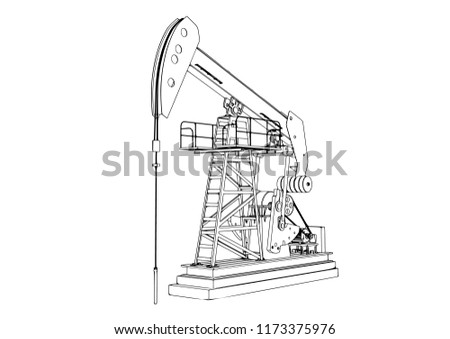 outline oil pumpjack vector