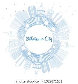 Outline Oklahoma City Skyline Blue Buildings Stock Vector (Royalty Free ...