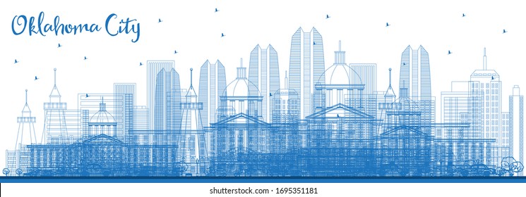 Outline Oklahoma City Skyline with Blue Buildings. Vector Illustration. Business Travel and Tourism Concept with Modern Architecture. Oklahoma City Cityscape with Landmarks.