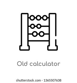 outline old calculator vector icon. isolated black simple line element illustration from measurement concept. editable vector stroke old calculator icon on white background