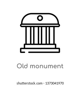 outline old monument vector icon. isolated black simple line element illustration from buildings concept. editable vector stroke old monument icon on white background