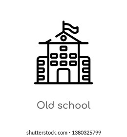 outline old school vector icon. isolated black simple line element illustration from education concept. editable vector stroke old school icon on white background
