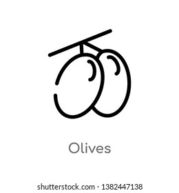 outline olives vector icon. isolated black simple line element illustration from fruits concept. editable vector stroke olives icon on white background