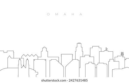 Outline Omaha skyline. Trendy template with Omaha buildings and landmarks in line style. Stock vector design. 