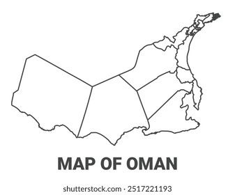 Mapa esquemático de Omán con los límites de la Ilustración vectorial regional