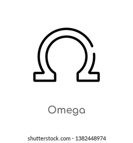 outline omega vector icon. isolated black simple line element illustration from greece concept. editable vector stroke omega icon on white background