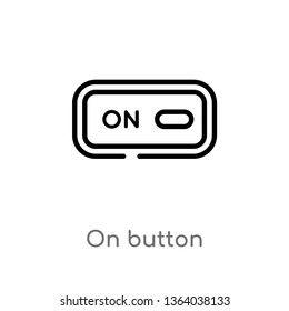 outline on button vector icon. isolated black simple line element illustration from multimedia concept. editable vector stroke on button icon on white background