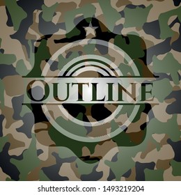 Outline on camouflaged pattern. Vector Illustration. Detailed.