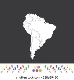An Outline on clean background of the continent of South America