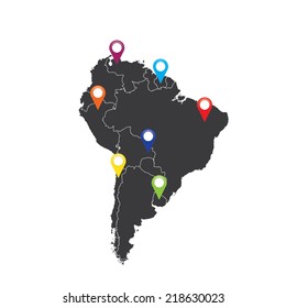 An Outline on clean background of the continent of South America