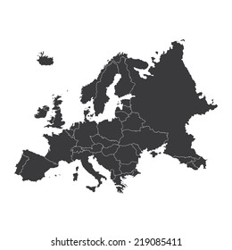 An Outline on clean background of the continent of Europe