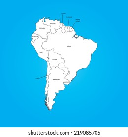 An Outline on clean background of the continent of South America