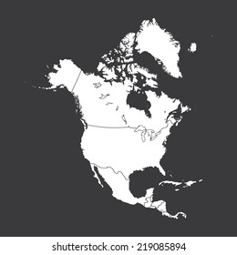 An Outline on clean background of the continent of North America