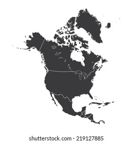 An Outline on clean background of the continent of North America