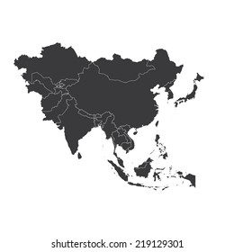 An Outline on clean background of the continent of Asia